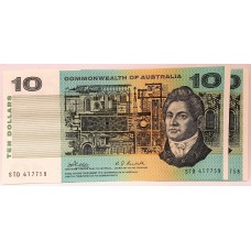AUSTRALIA 1968 . TEN 10 DOLLAR BANKNOTES . PHILLIPS/RANDALL . CONSECUTIVE PAIR